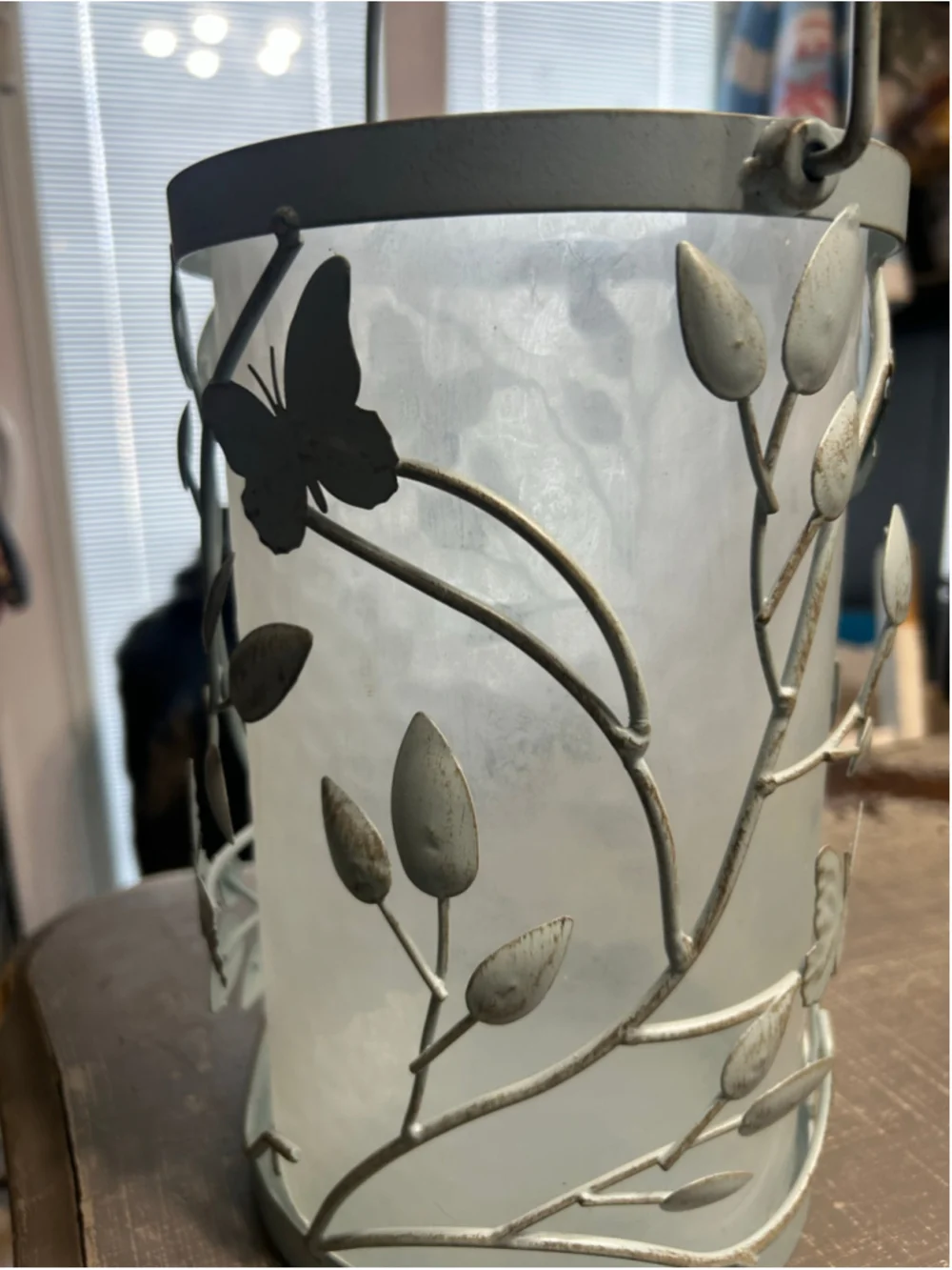 Unbranded Decorative Butterfly Lantern One Size Grey and White